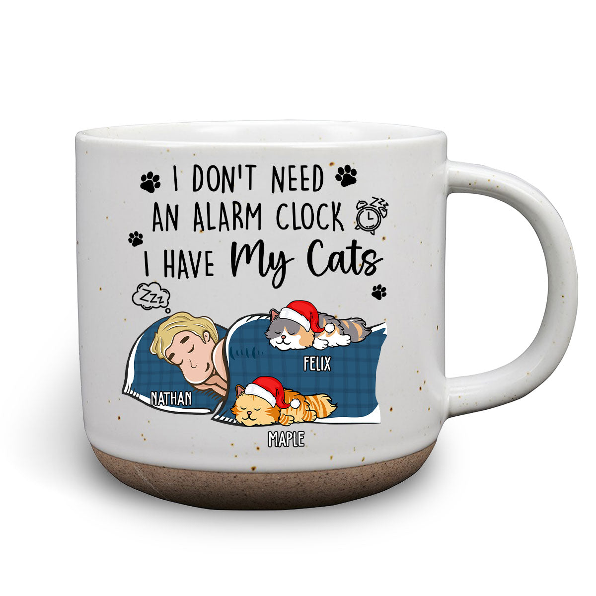 Custom Mother's day Birthday Gifts For Cat Mom, Cat Lovers • My Cat Alarm Clock - Personalized Pottery Mug