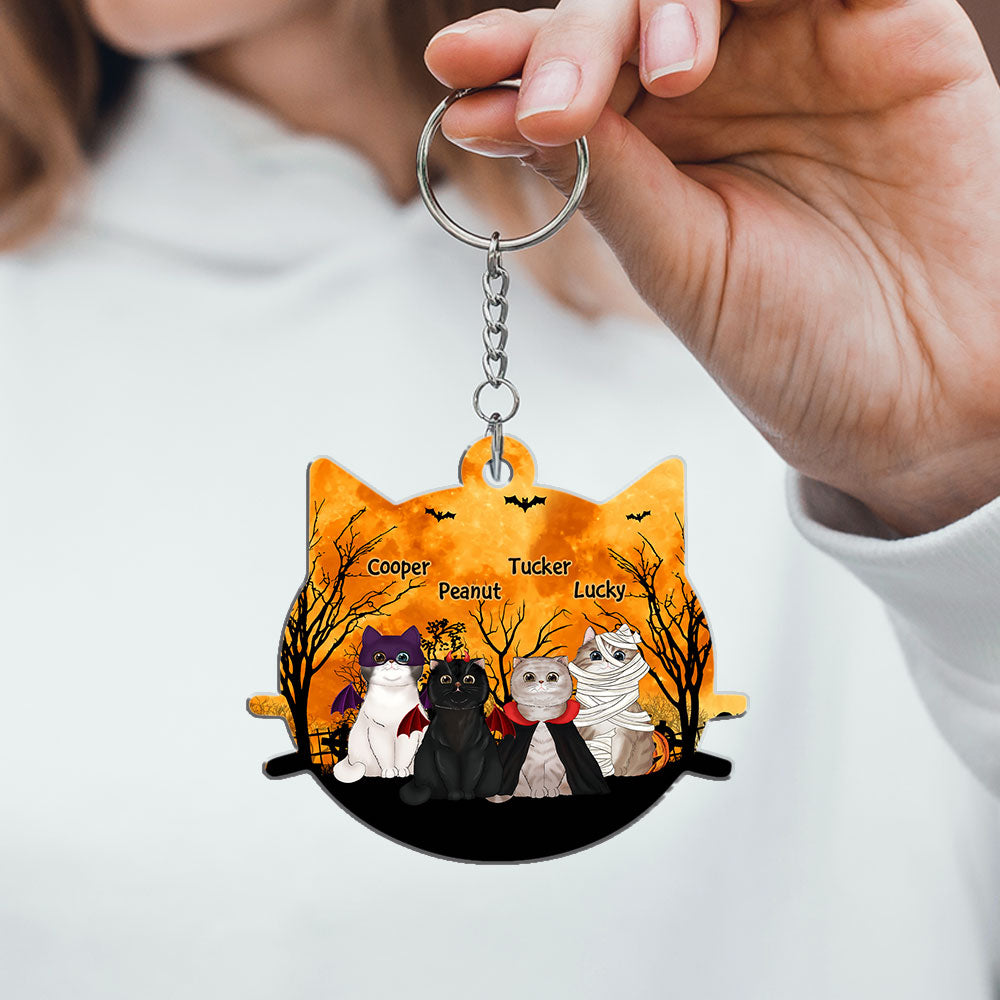 Halloween Cat Face - Personalized Acrylic Keychain