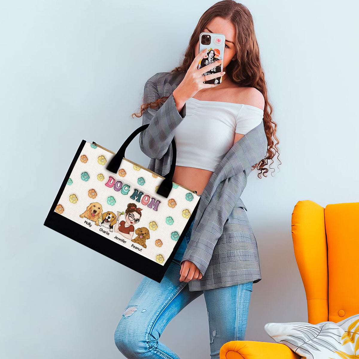 Dog Mom Summer - Personalized Canvas Tote Bag