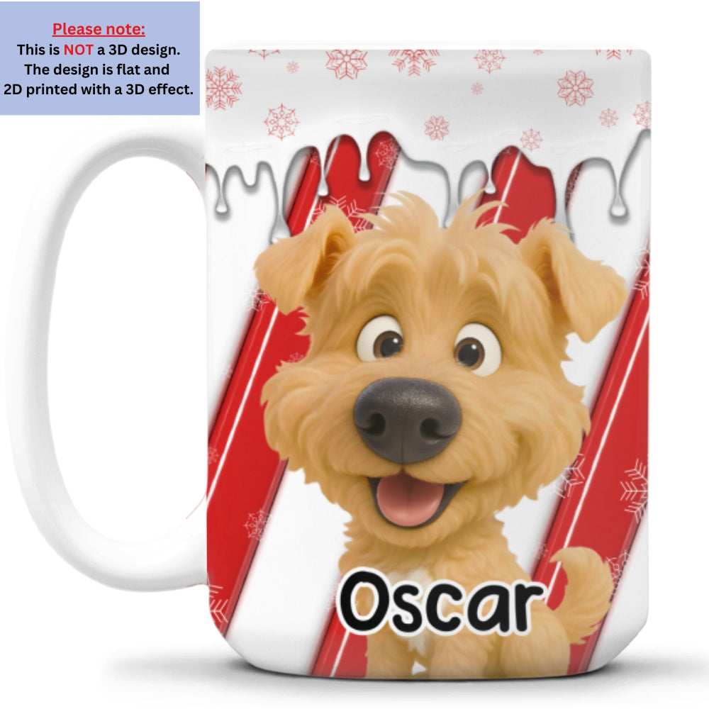 Custom Christmas Birthday Gifts For Dog Lovers • Candy Cartoon Dog - Personalized 3D Inflated Effect Coffee Mug