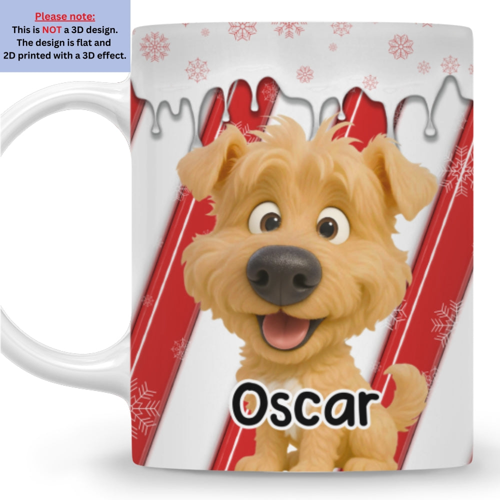 Custom Christmas Birthday Gifts For Dog Lovers • Candy Cartoon Dog - Personalized 3D Inflated Effect Coffee Mug