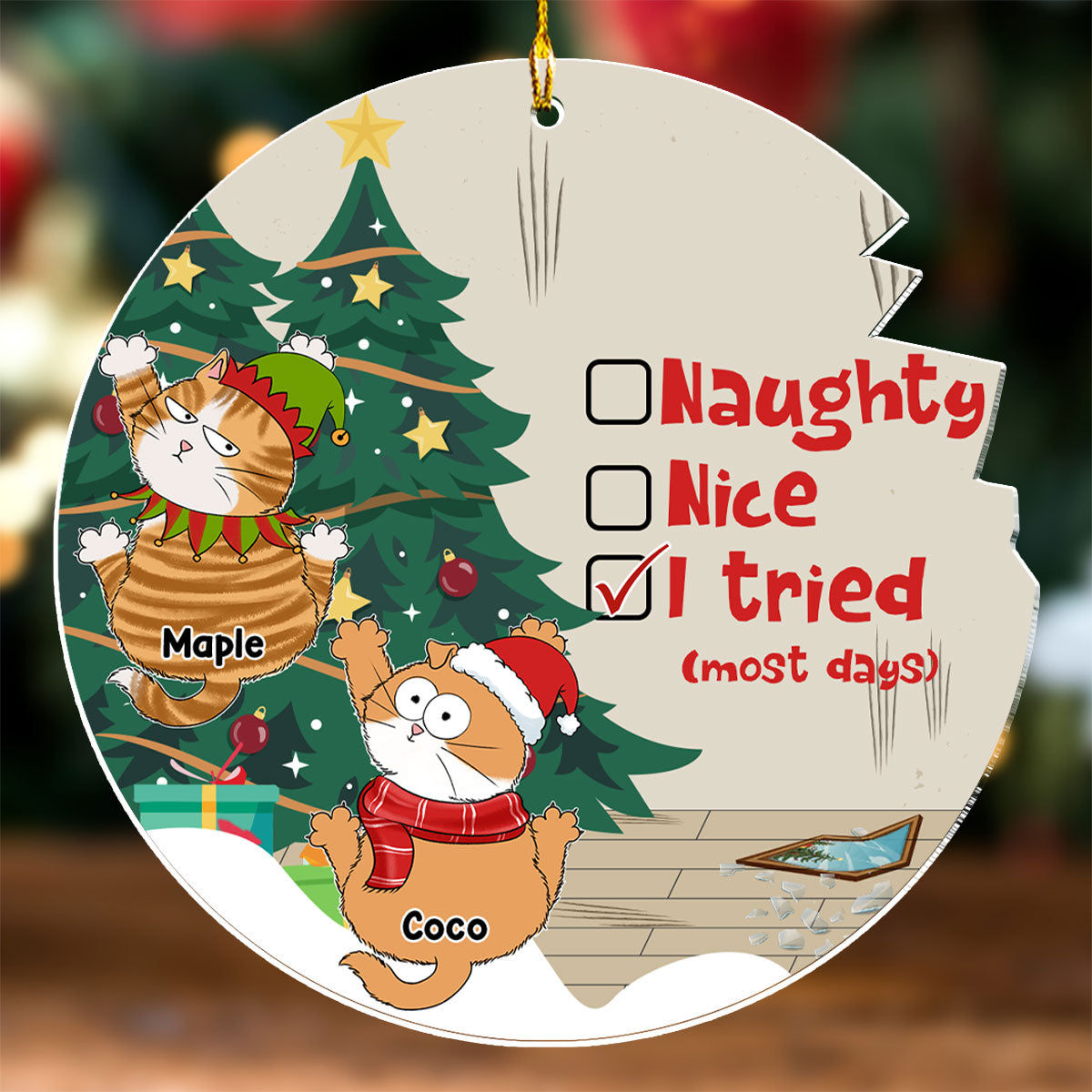 Naughty Or Nice - Personalized Acrylic Ornament