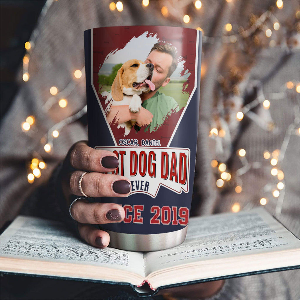 Custom Photo Father's day Birthday Gifts For Dog Dad, Dog Lovers • Best Dog Dad Since Photo - Personalized Tumbler