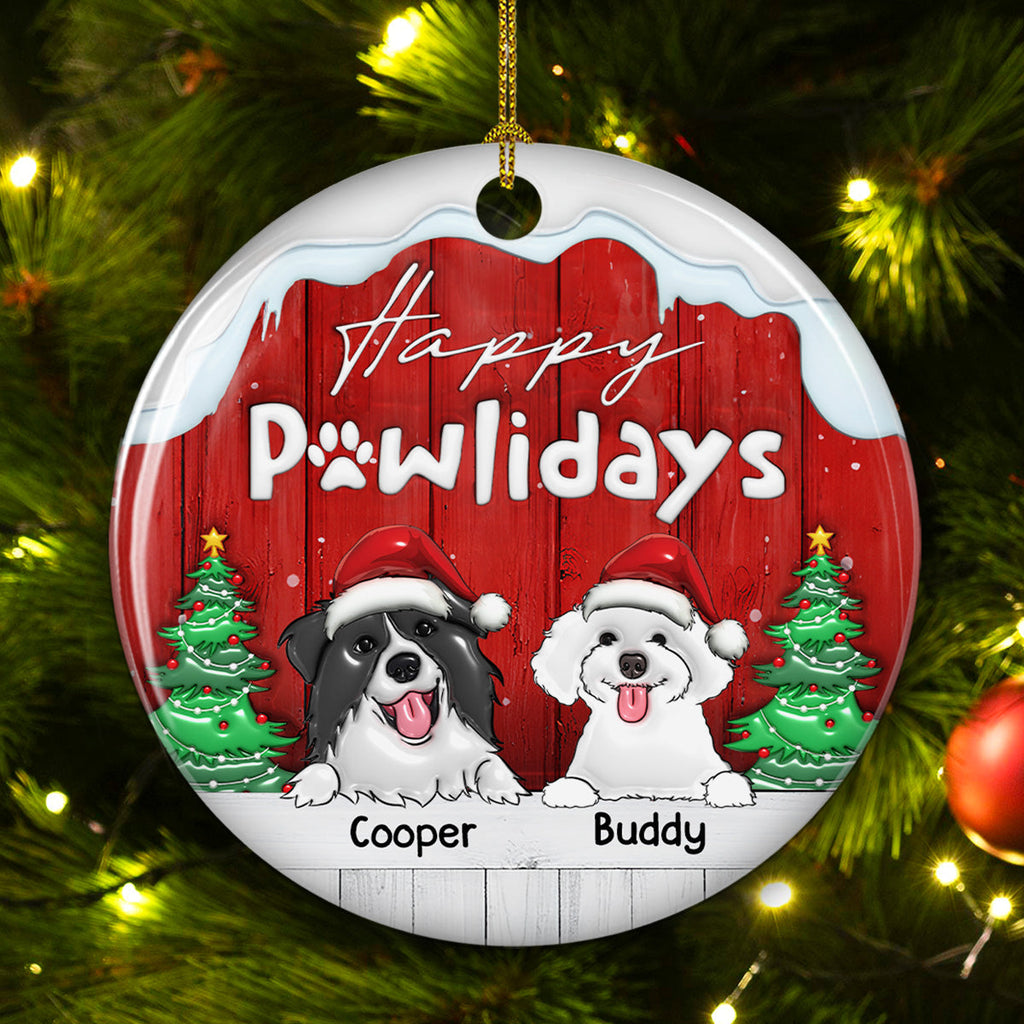 Happy Holiday To Our Dogs - Personalized 3D Inflated Effect Ceramic Ornament