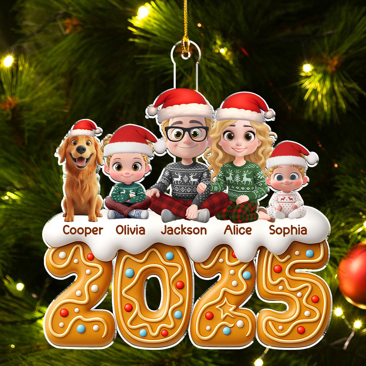 Custom Christmas Decor Home Birthday Gifts For Dog Lovers • Family Of The Year - Personalized Acrylic Ornament