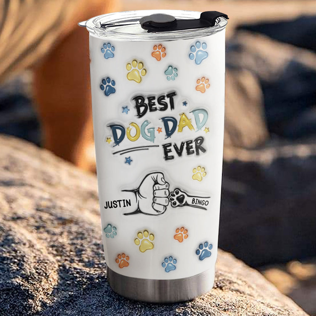 Best Dog Dad Hand Line - Personalized 3D Inflated Effect Tumbler