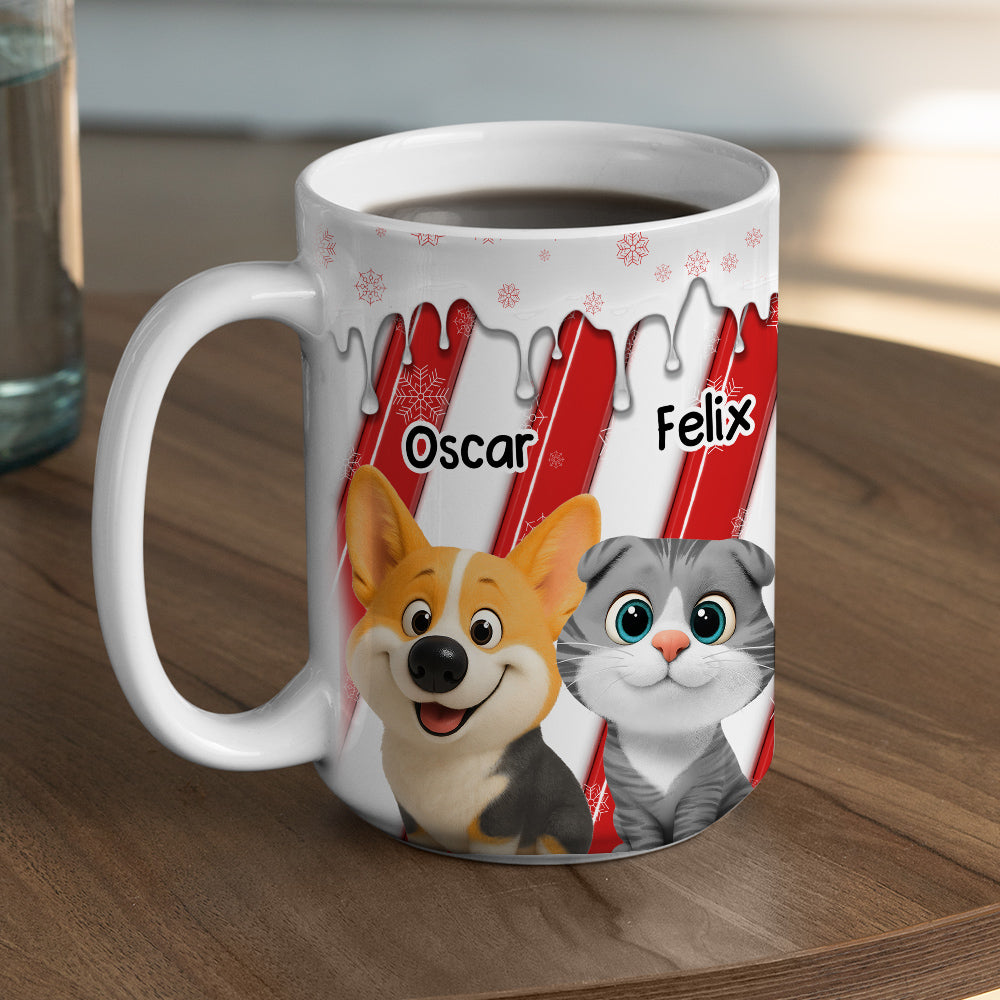 Custom Christmas Birthday Gifts For Cat Lovers • Candy Cartoon Pet - Personalized 3D Inflated Effect Coffee Mug