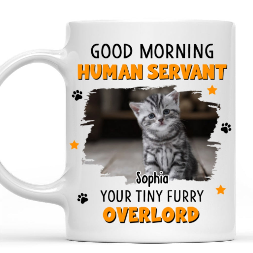 Custom Photo Christmas Birthday Gifts For Cat Lovers • Chunky Human Servant Photo - Personalized Coffee Mug
