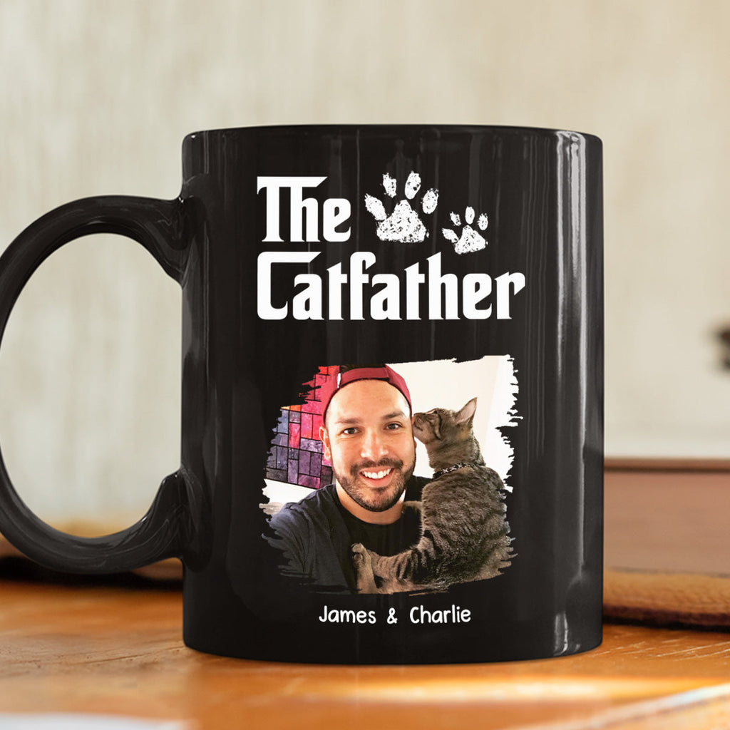 Custom Photo Father's day Birthday Gifts For Cat Dad, Cat Lovers • Cool Cat Father Photo - Personalized Coffee Mug