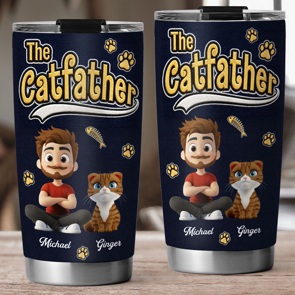 Custom Father's day Birthday Gifts For Cat Dad, Cat Lovers • New Effect Cool Cat Father - Personalized Tumbler