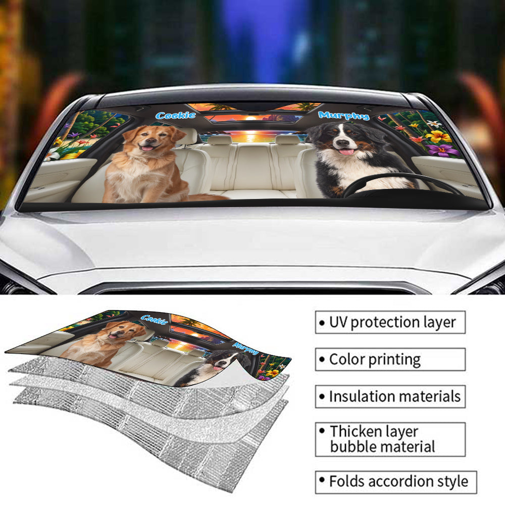 Custom Christmas Birthday Gifts Car Accessories for Dog Parents • Let Us Hang Out Photo - Personalized Car Sunshade