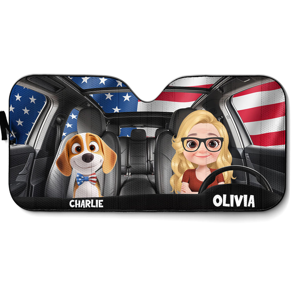 Custom Christmas Birthday Gifts Car Accessories for Dog Parents • American Dog - Personalized Car Sunshade