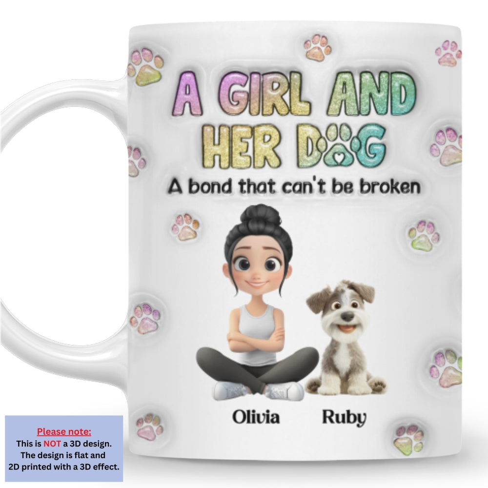 Custom Christmas Birthday Gifts For Dog Mom, Dog Lovers • A Girl And Her Dog - Personalized 3D Inflated Effect Mug