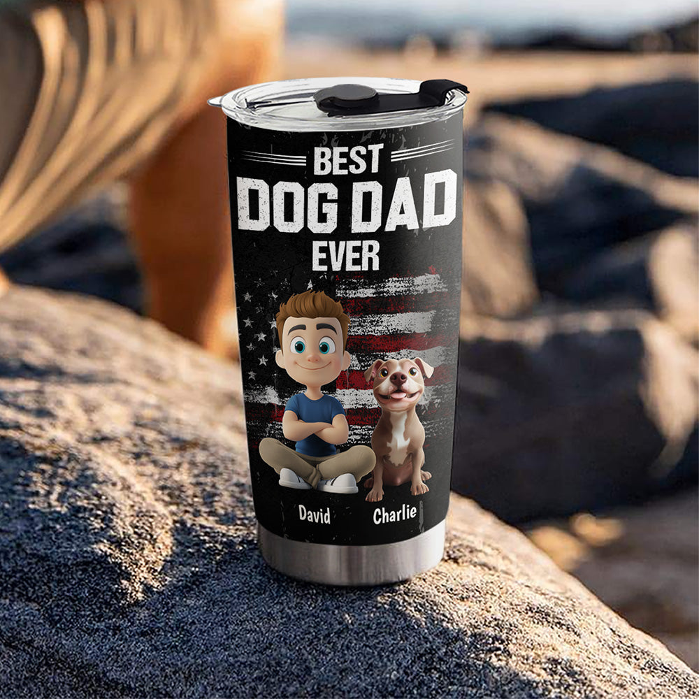 Custom Father's day Birthday Gifts For Dog Dad, Dog Lovers • American Dog Dad - Personalized Tumbler