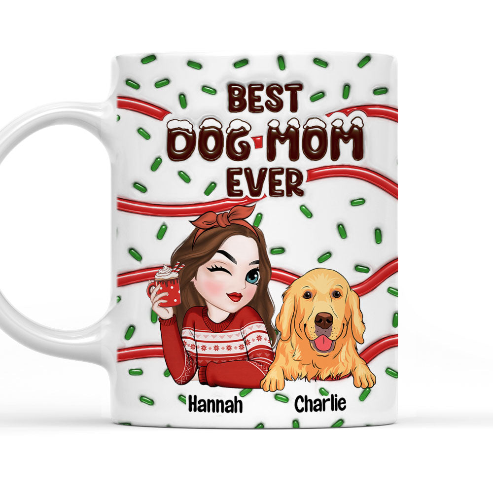 Custom Christmas Birthday Gifts For Dog Lovers • Best Dog Mom Dad Cake - Personalized 3D Inflated Effect Mug