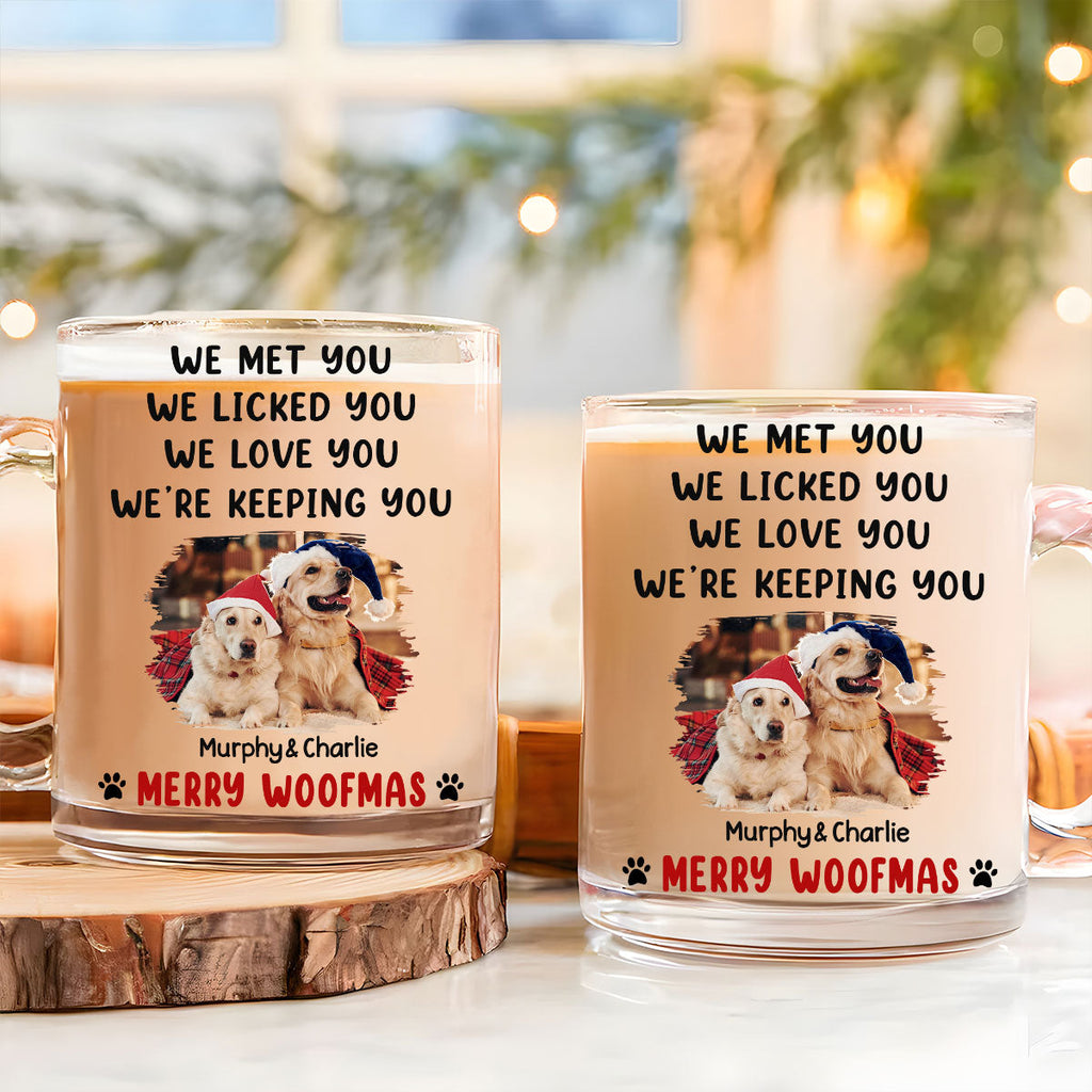 Custom Photo Christmas Birthday Gifts For Dog Lovers • We Licked And Love You Ver Christmas Photo - Personalized Glass Mug