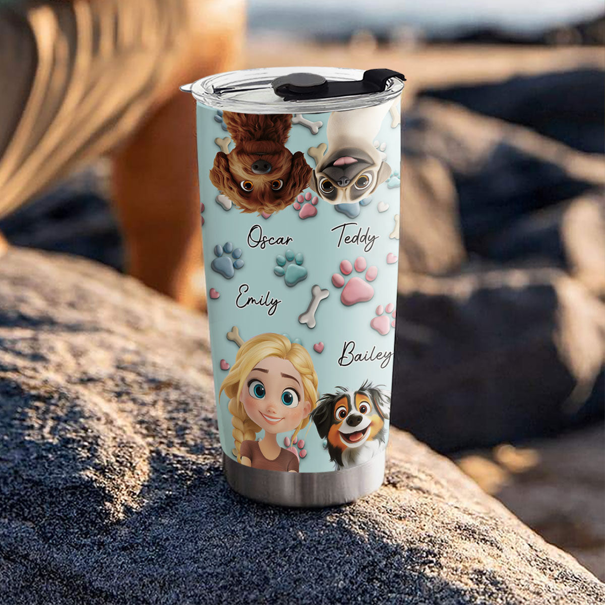 Custom Mother's day Birthday Gifts For Dog Mom, Dog Lovers • Dog And Human Cartoon - Personalized Tumbler