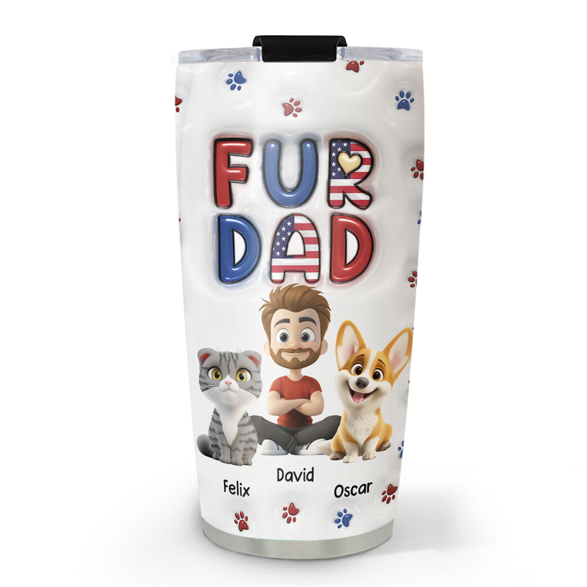 Custom Father's day Birthday Gifts For Pet Dad, Pet Lovers • My Lovely Pet - Personalized 3D Inflated Effect Tumbler