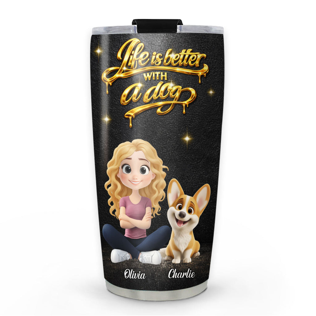 Custom Christmas Birthday Gifts For Dog Mom, Dog Lovers • Golden Dog Mom - Personalized 3D Effect Tumbler