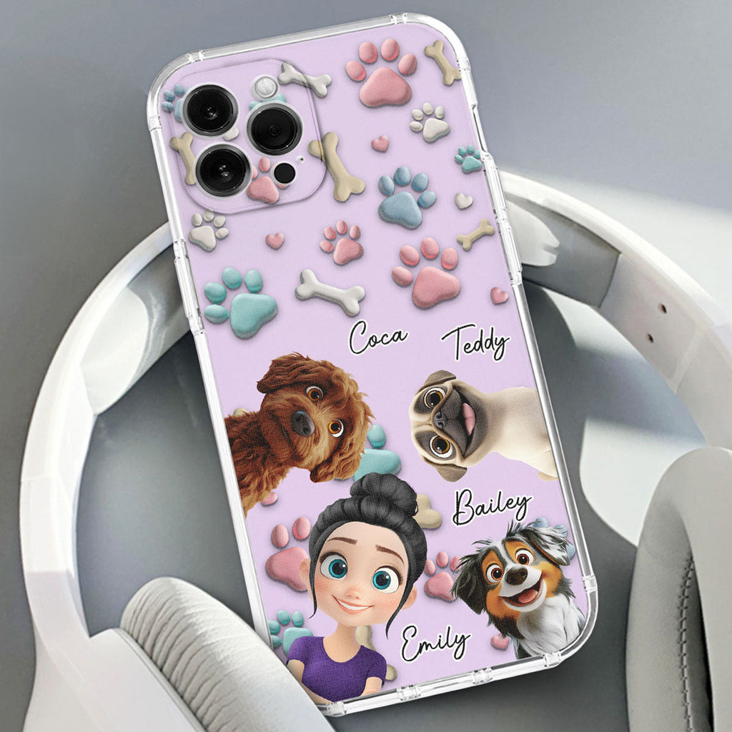 Lovely Dog And Human Cartoon - Personalized Phone Case