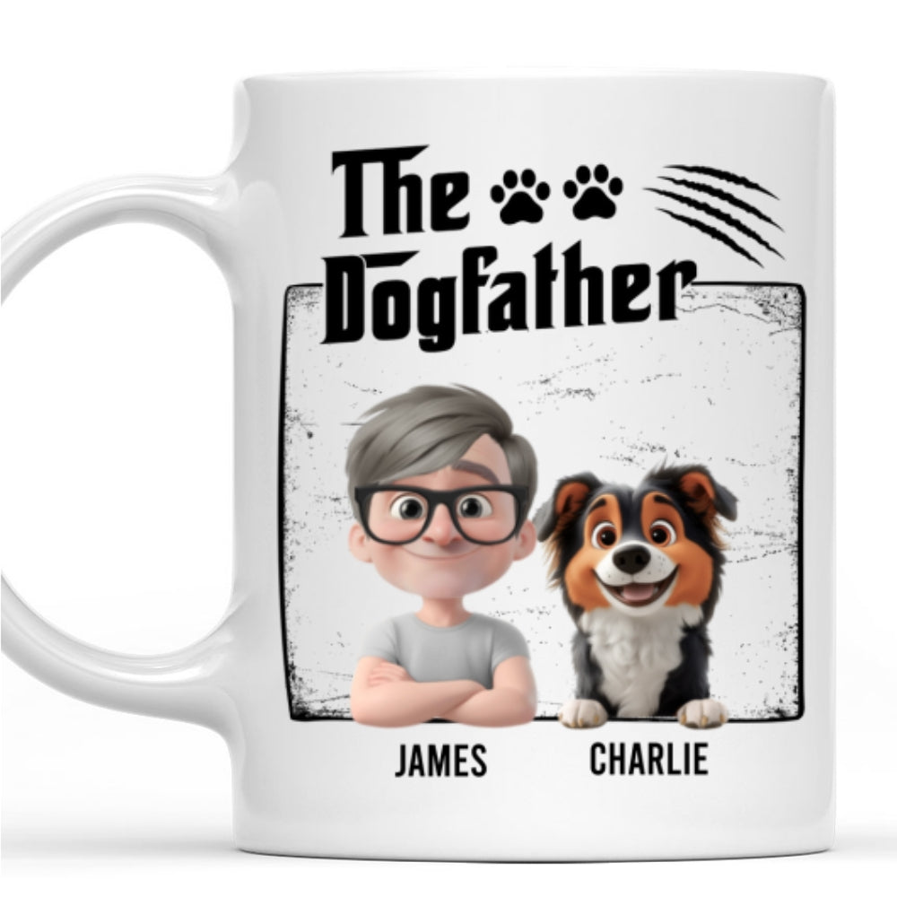 Custom Father's day Birthday Gifts For Dog Dad, Dog Lovers • The Dogfather - Personalized Coffee Mug