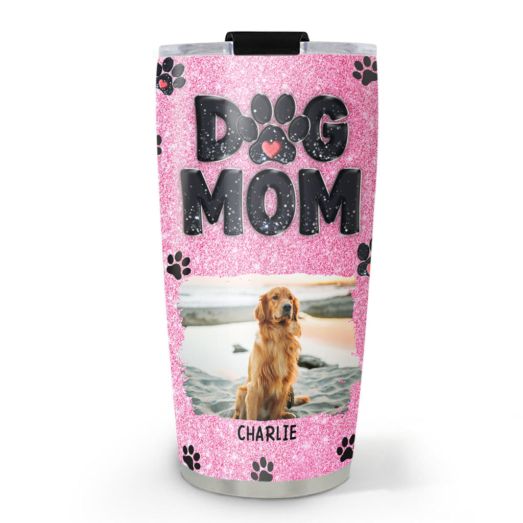 Custom Photo Christmas Birthday Gifts For Dog Mom, Dog Lovers • Lovely Dog Mom Blink Photo - Personalized Tumbler