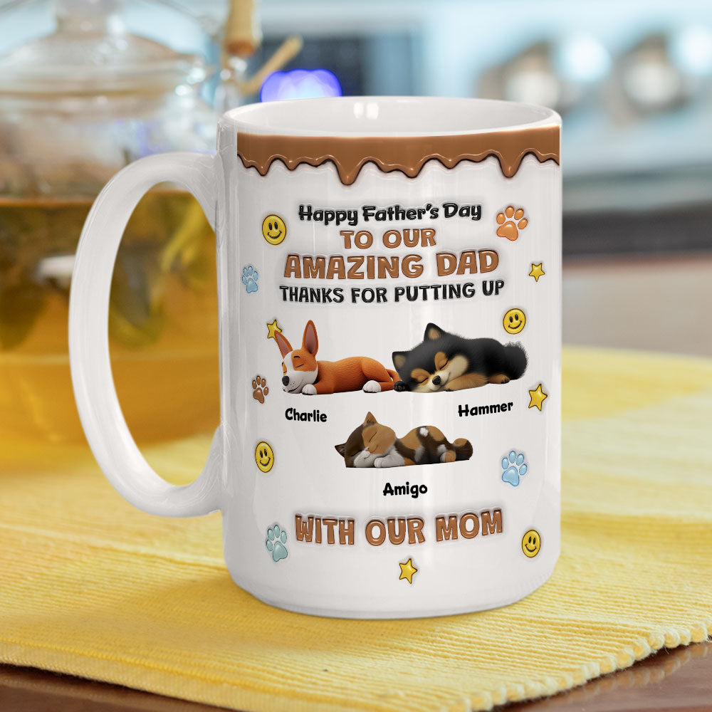 Custom Father's day Birthday Gifts For Pet Dad, Pet Lovers • Thank You For All Things Pet Dad - Personalized 3D Inflated Effect Mug