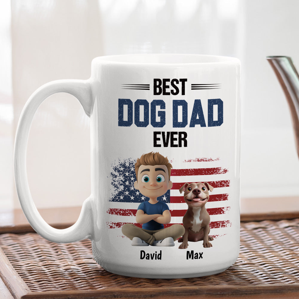 Custom Father's day Birthday Gifts For Dog Dad, Dog Lovers • American Dog Dad - Personalized Coffee Mug
