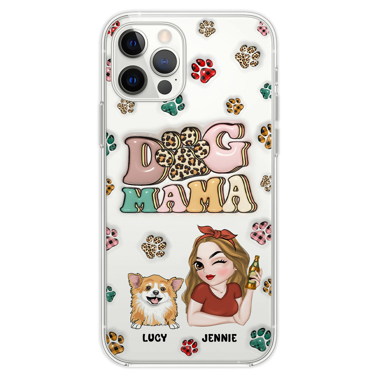 Dog Mom For Life - Personalized 3D Inflated Effect Phone Case