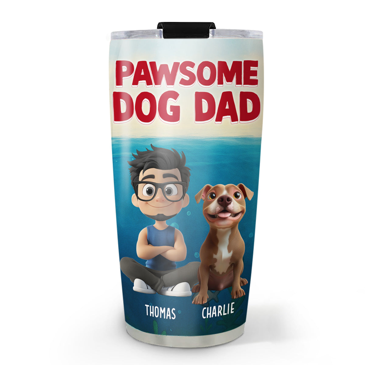 Custom Christmas Birthday Gifts For Dog Dad, Dog Lovers • Pawsome Dog Dad - Personalized Tumbler