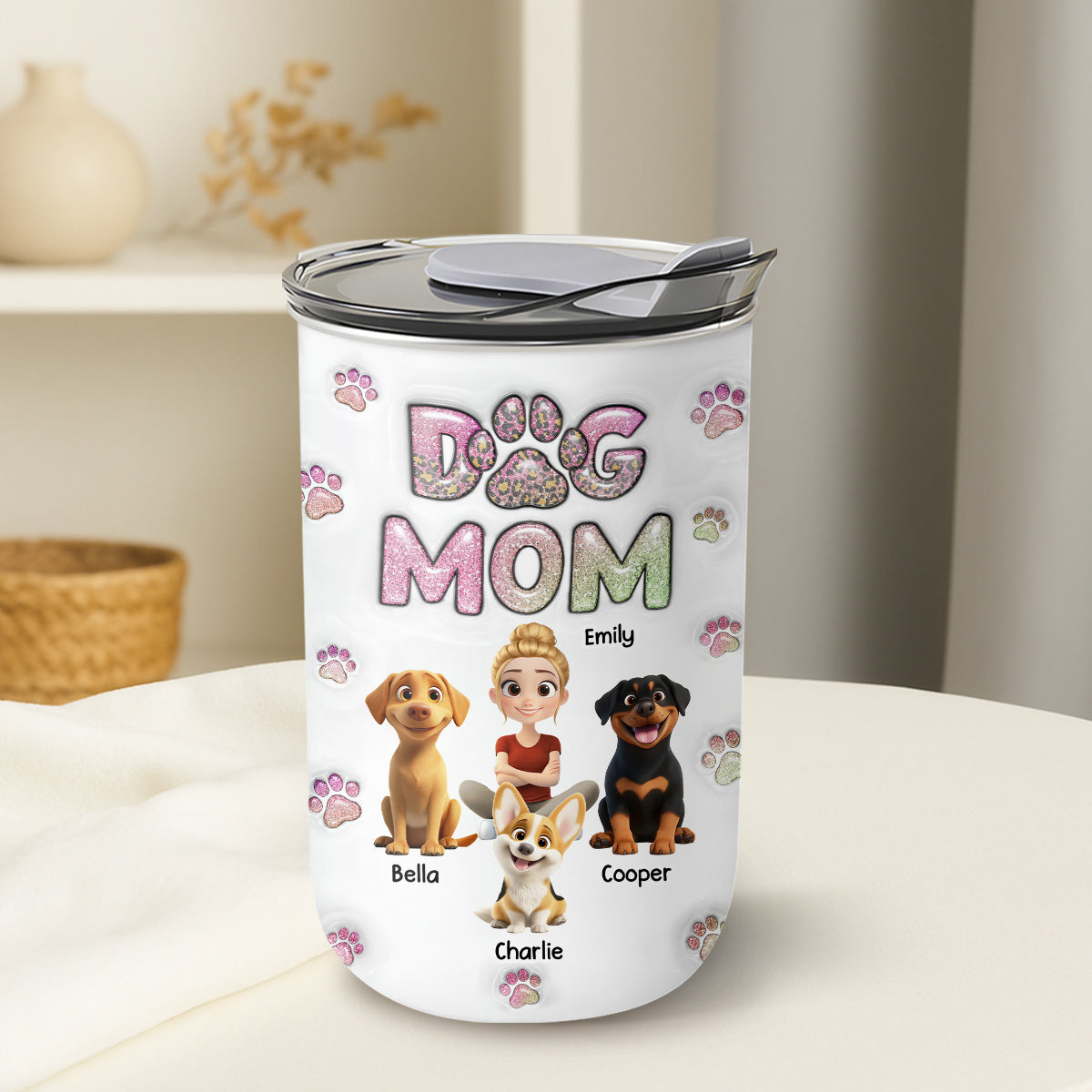 Custom Christmas Birthday Gifts For Dog Lovers • Dog Mom Lovely Chibi - Personalized 10oz Tumbler