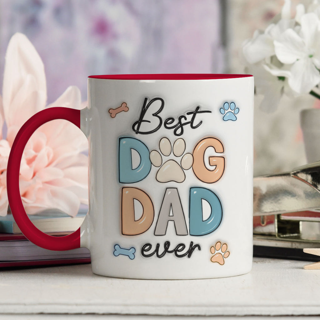 Custom Father's day Birthday Gifts For Dog Dad, Dog Lovers • Best Dog Dad - Personalized 3D Inflated Effect Accent Mug