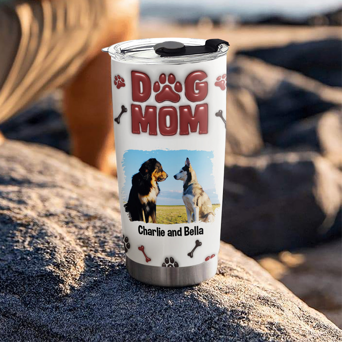 Custom Mother's day Birthday Gifts For Pet Mom, Pet Lovers • Lovely Dog Mama Photo - Personalized 3D Inflated Effect Tumbler