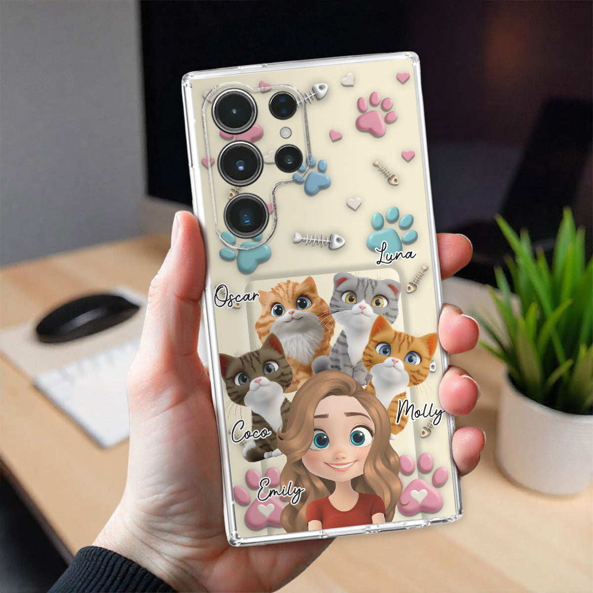 Cat Mom Cartoon - Personalized 3D Effect Phone Case
