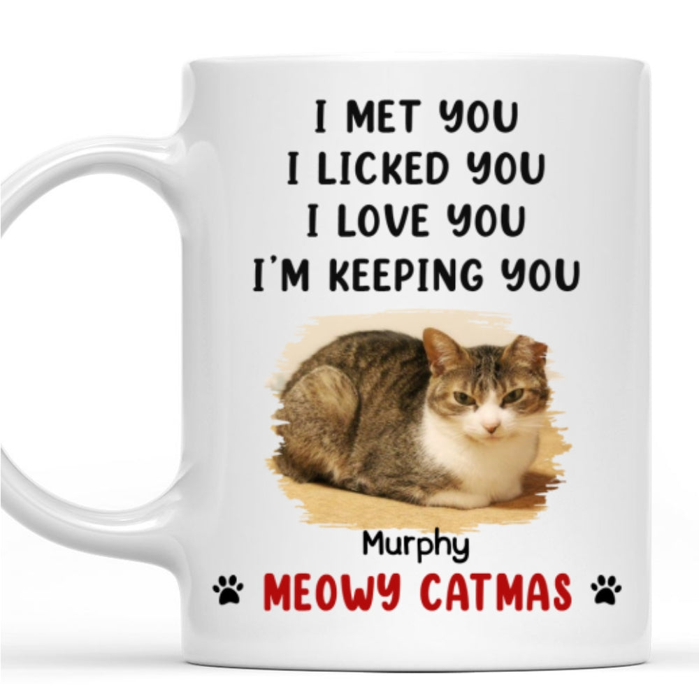 Custom Photo Christmas Birthday Gifts For Cat Lovers • We Licked And Love You Ver Cat Christmas Photo - Personalized Coffee Mug