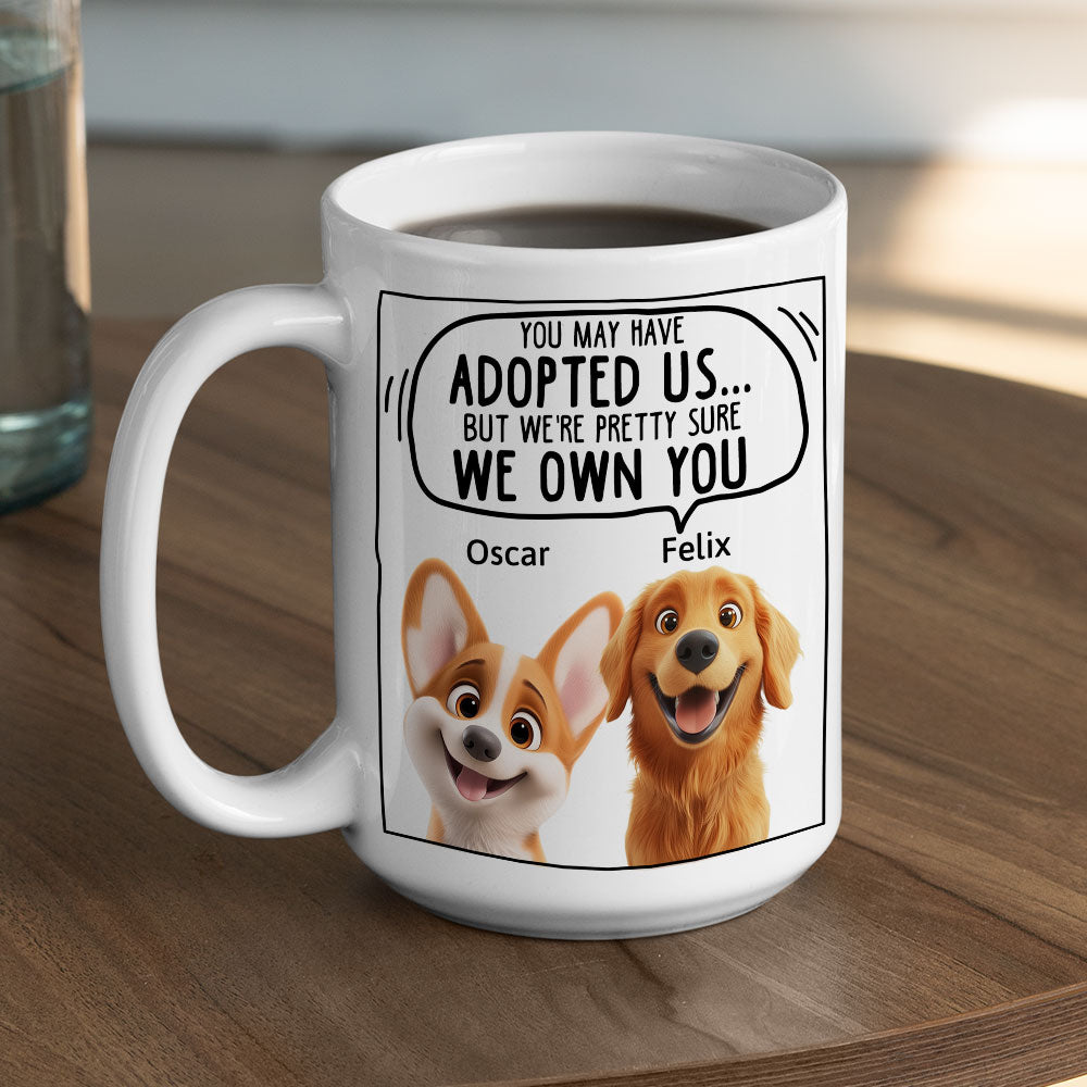 Custom Christmas Birthday Gifts For Dog Lovers • We Sure We Own You Cartoon - Personalized Coffee Mug