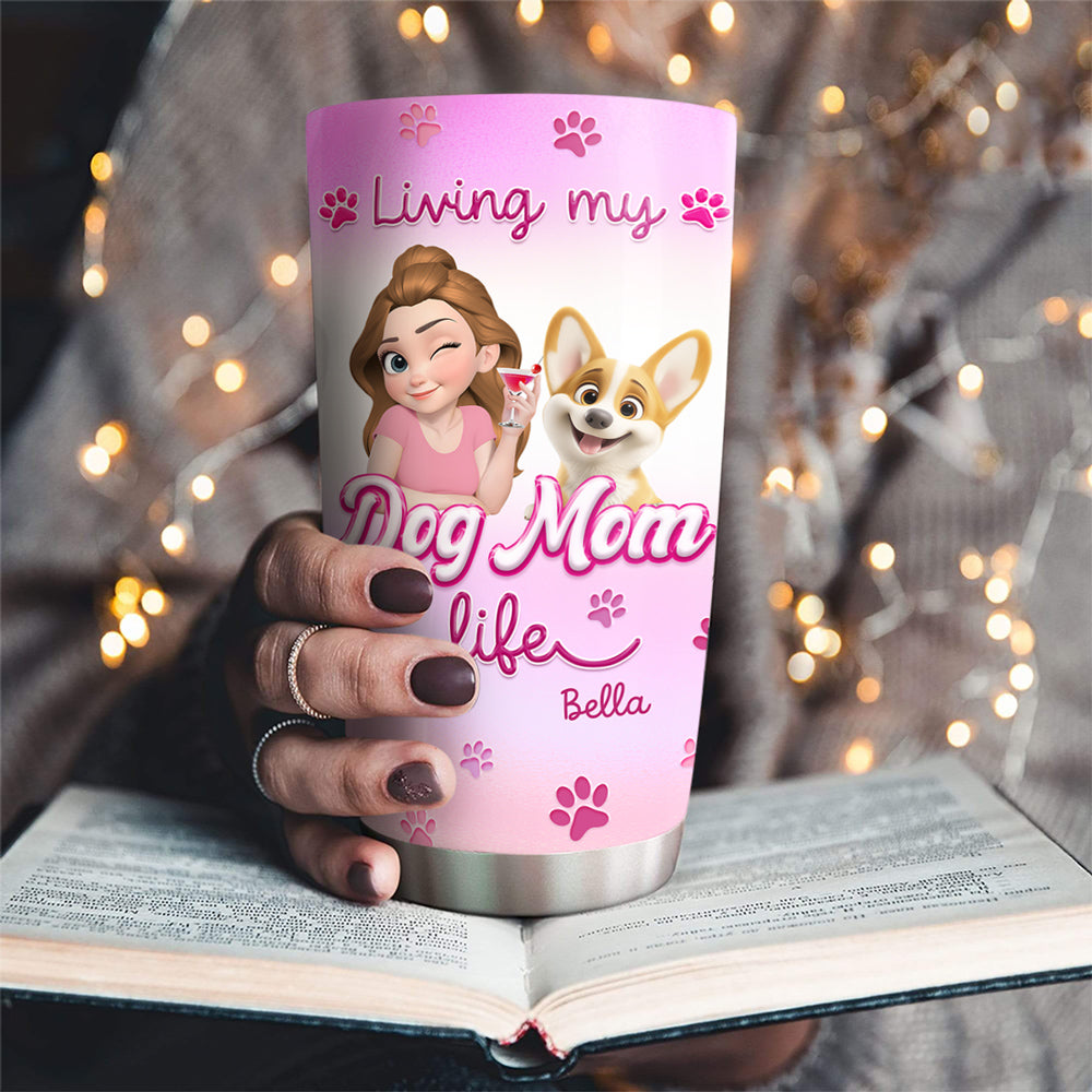 Custom Christmas Birthday Gifts For Dog Mom, Dog Lovers • Pinky World - Personalized 3D Effect Tumbler