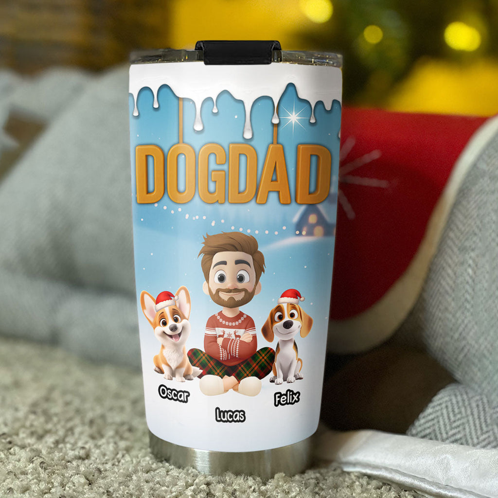 Custom Christmas Birthday Gifts For Dog Dad, Dog Lovers • Your Dad Now Onwards - Personalized 3D Inflated Effect Tumbler