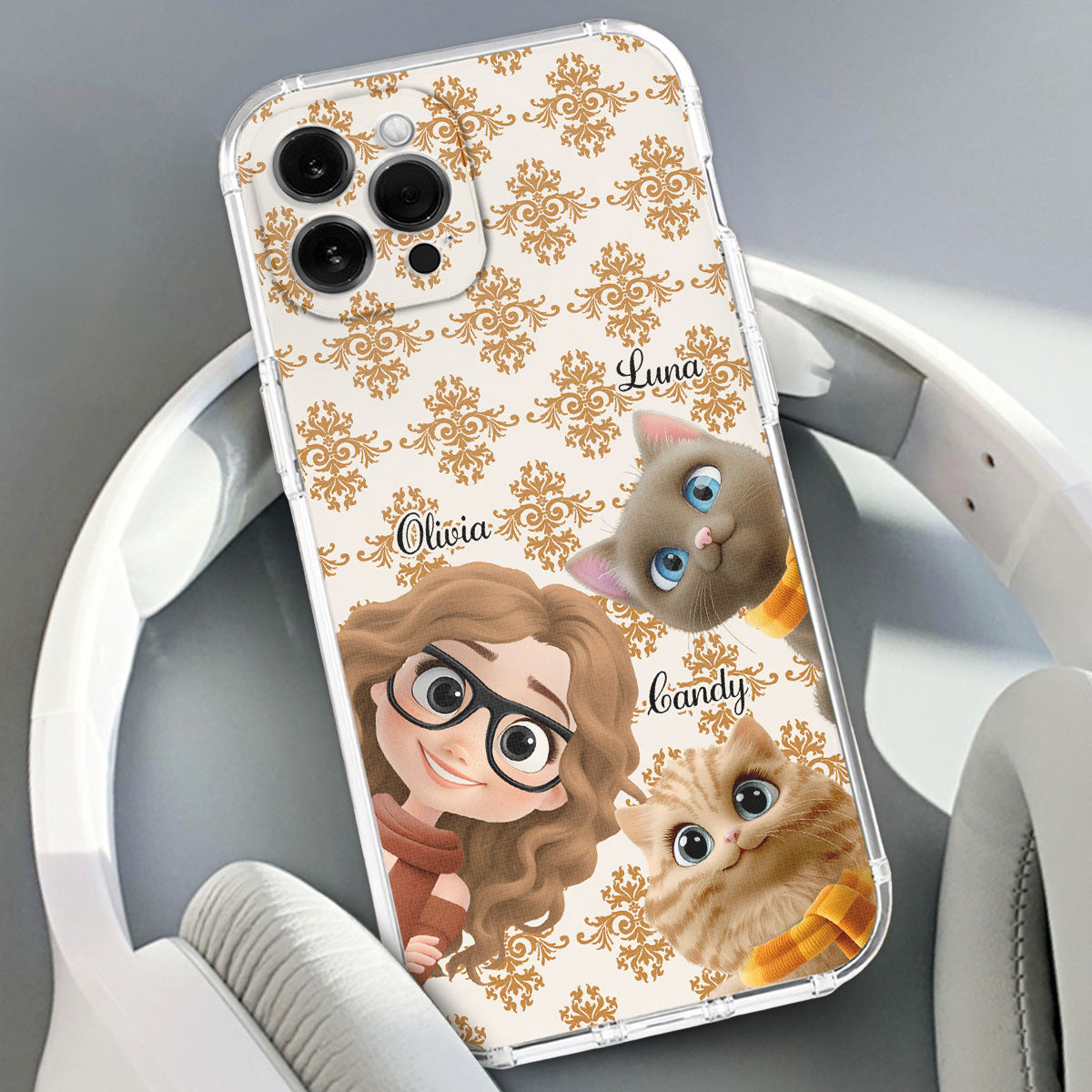 Pumskin Girl And Her Cat - Personalized Phone Case