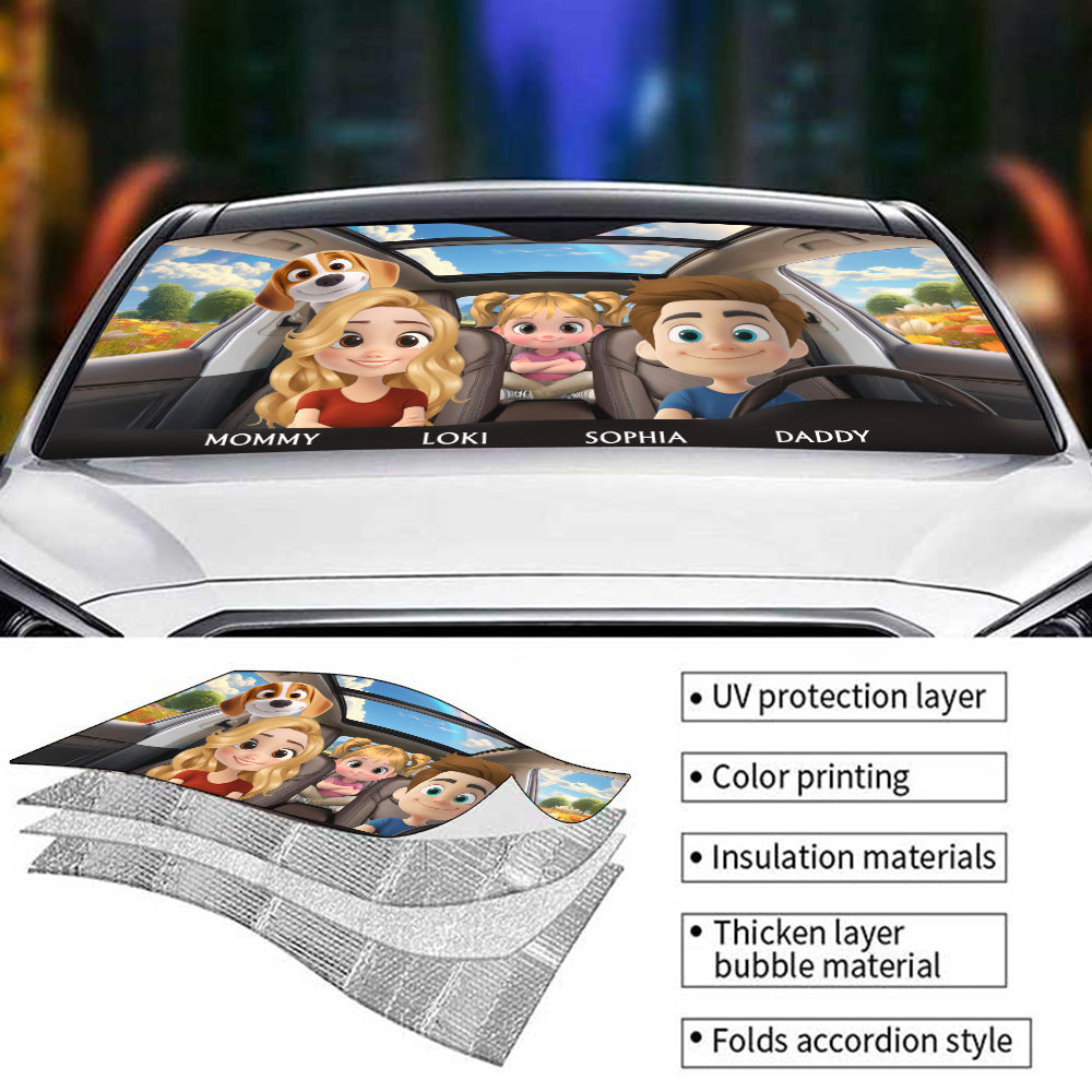 Custom Christmas Birthday Gifts Car Accessories for Dog Parents • Life Is Better With My Dog Family - Personalized Car Sunshade