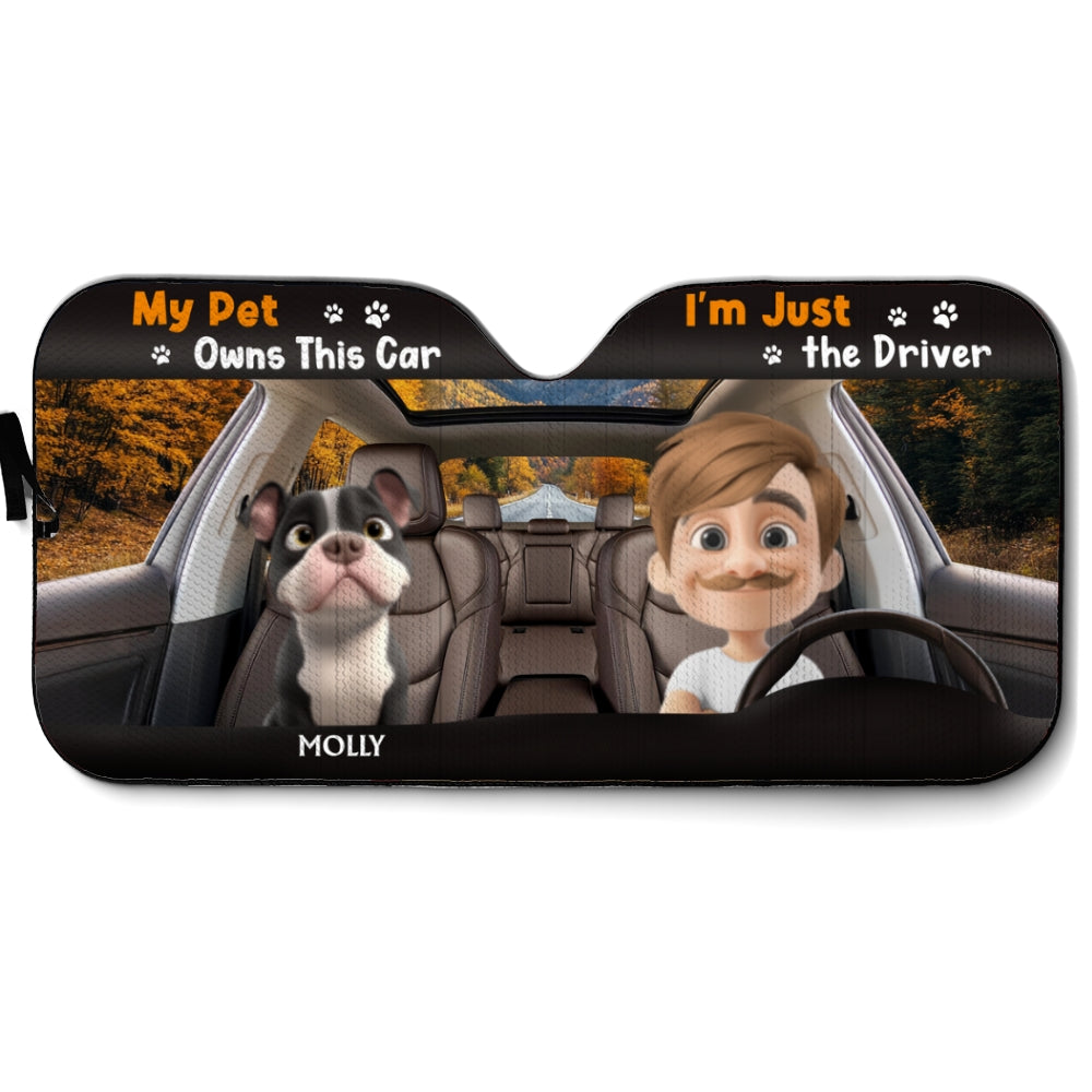 Custom Christmas Birthday Gifts Car Accessories for Pet Parents • My Pets Owns This Car - Personalized Car Sunshade
