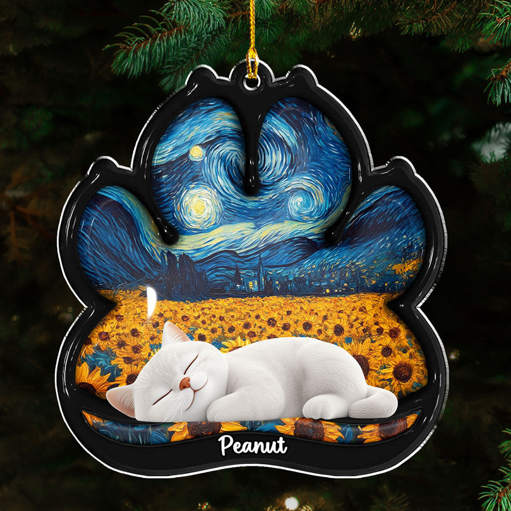Custom Christmas Decor Home Birthday Gifts For Cat Lovers • Lay Here With Cat - Personalized 3D Effect Acrylic Ornament