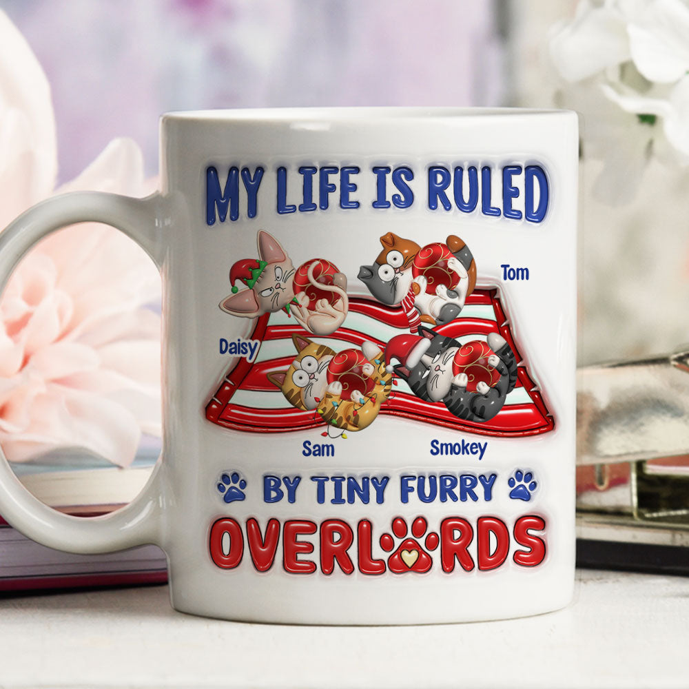 Custom Christmas Birthday Gifts For Cat Lovers • Cute Furry Overlords - Personalized 3D Inflated Effect Mug