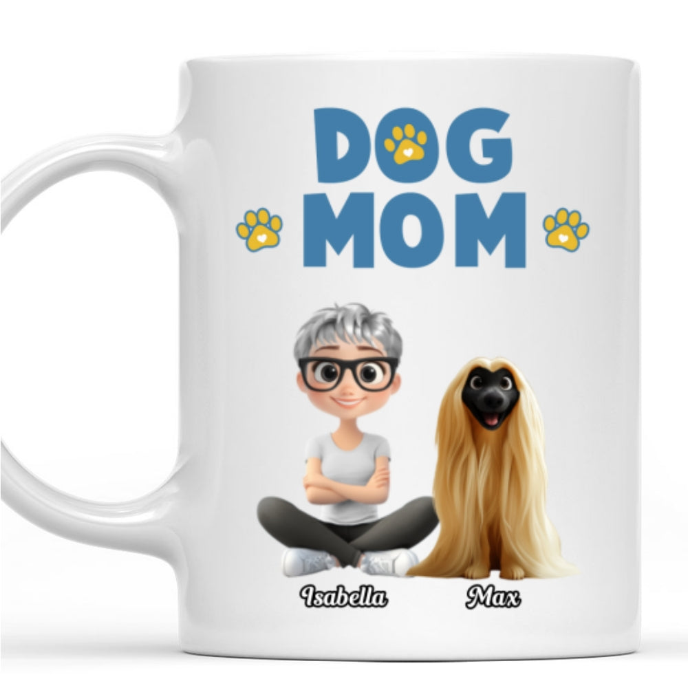 Custom Christmas Birthday Gifts For Dog Lovers • Girl And Dog Cartoon Style - Personalized Coffee Mug