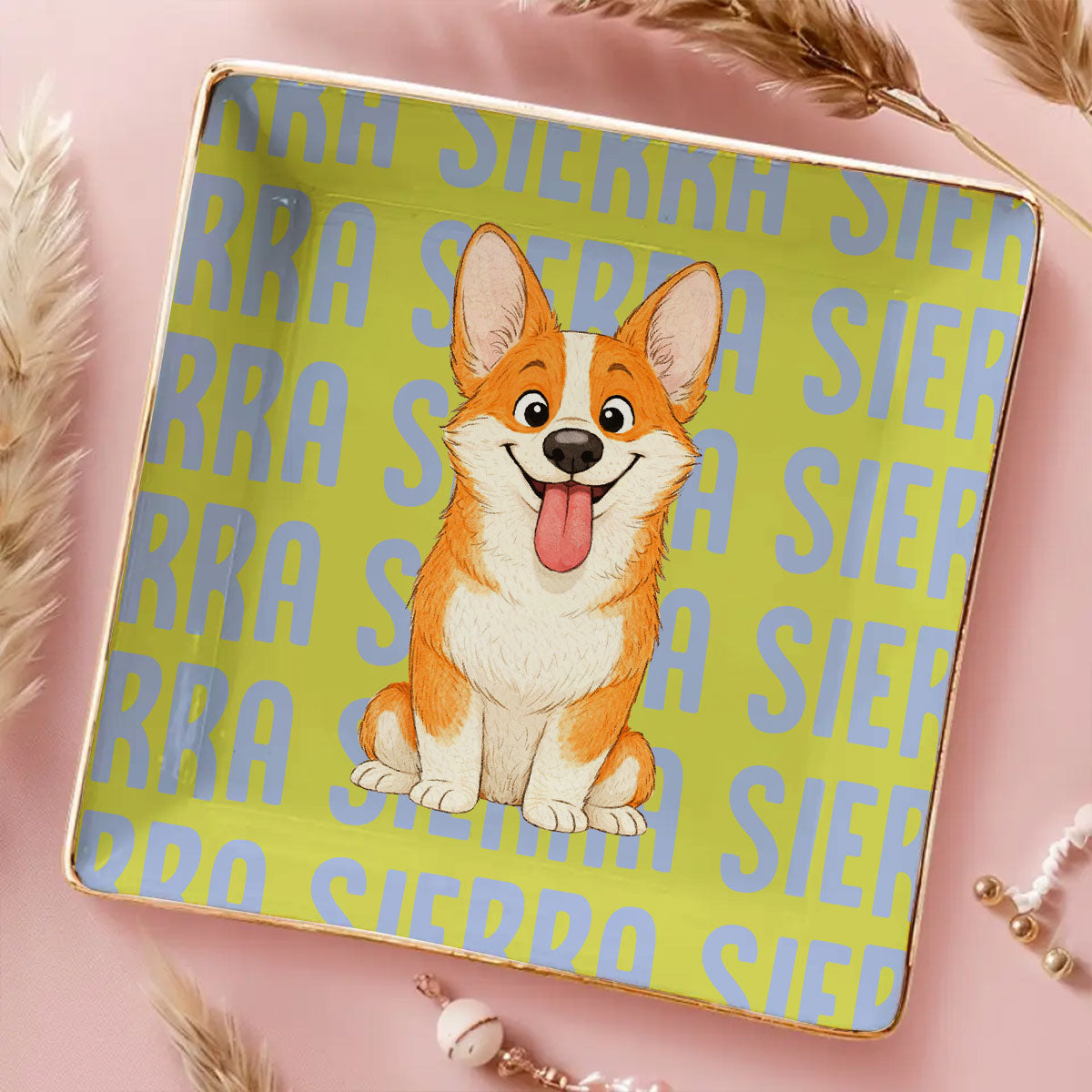 Custom Dog Watercolor Trinket Dish Gift For Dog Mom, Dog Lovers • Dog Lover Stylized - Personalized Jewelry Dish
