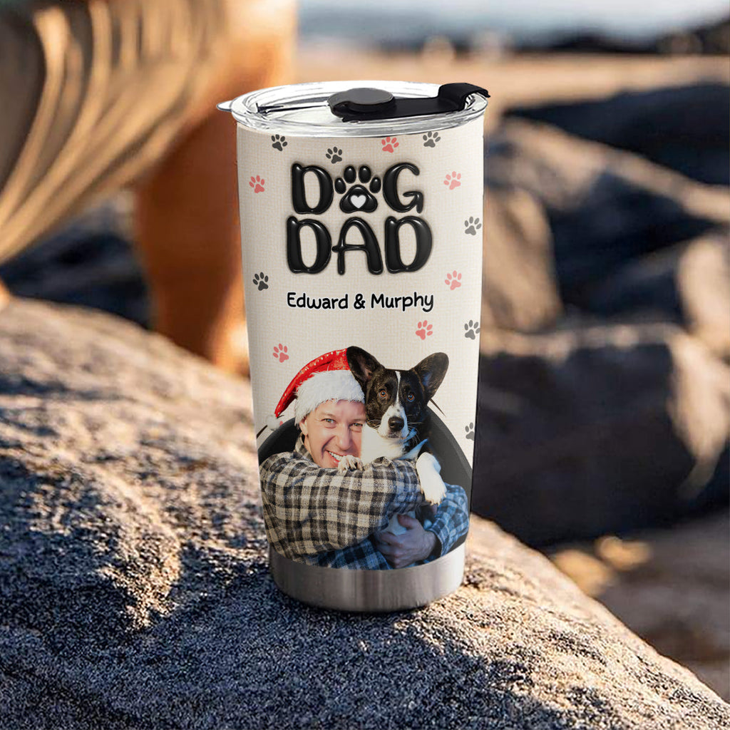 Custom Photo Christmas Birthday Gifts For Dog Dad, Dog Lovers • Dad Love You The Most Photo - Personalized 3D Inflated Effect Tumbler