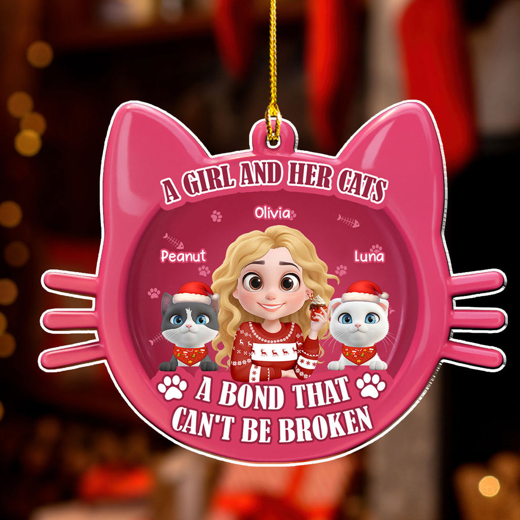 Custom Christmas Decor Home Birthday Gifts For Cat Mom, Cat Lovers • Baby Cat Girlie - Personalized 3D Effect Acrylic Ornament