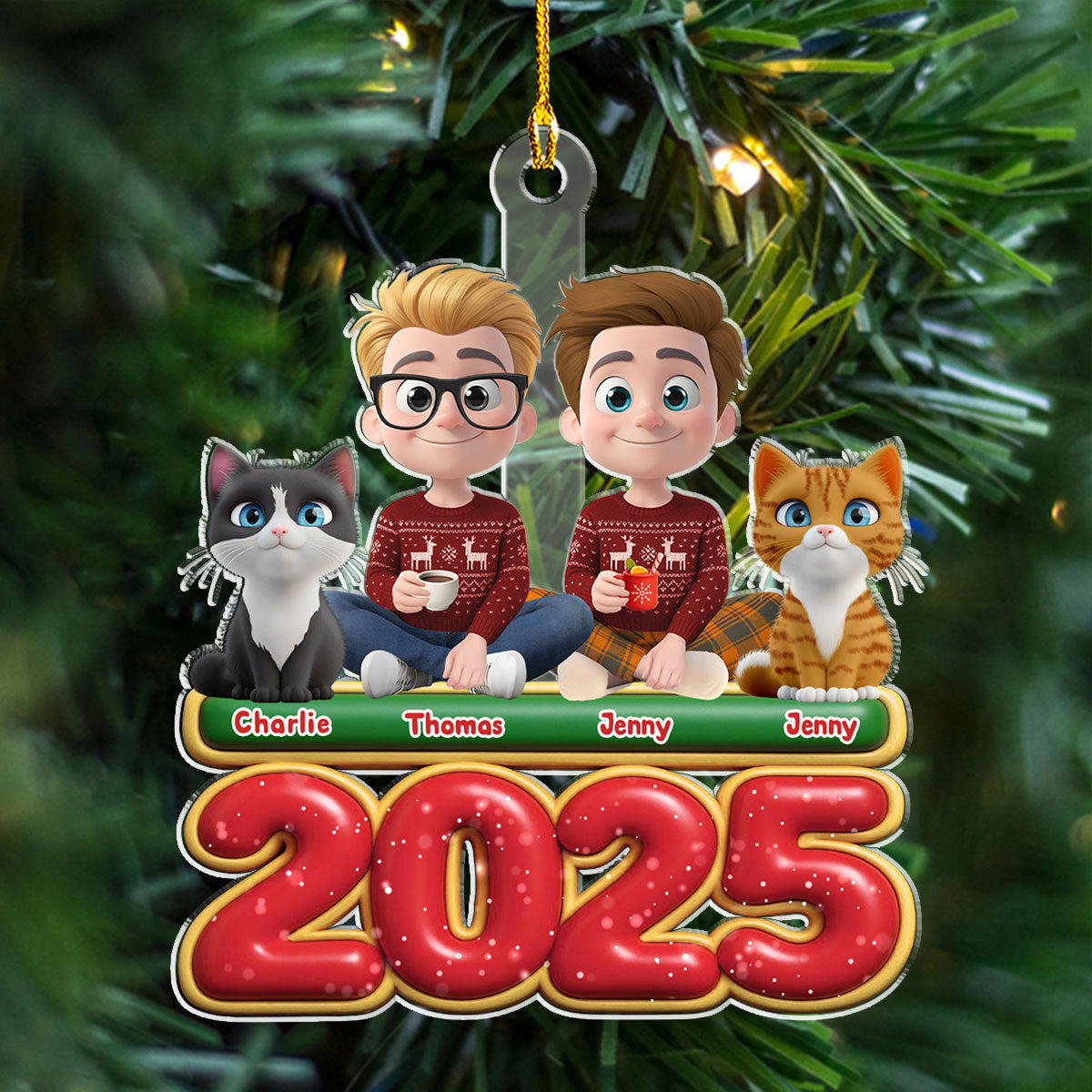 Custom Christmas Decor Home Birthday Gifts For Cat Lovers • We And Our Cat Version 2 - Personalized Acrylic Ornament