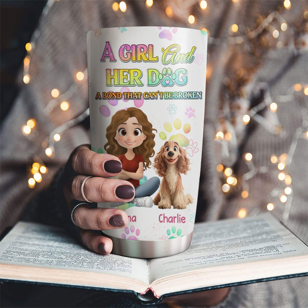 Custom Mother's day Birthday Gifts For Dog Mom, Dog Lovers • A Girl And Her Lovely Dog - Personalized Tumbler