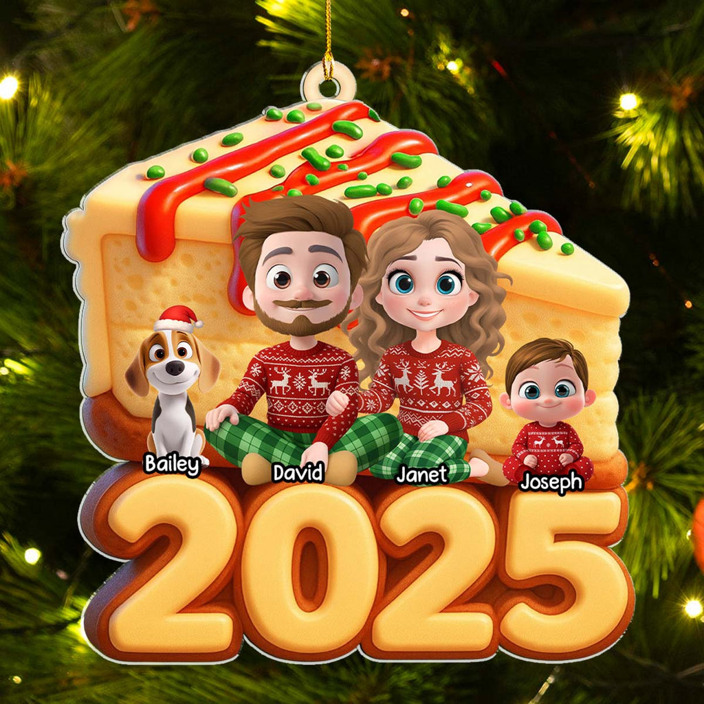 Custom Christmas Decor Home Birthday Gifts For Dog Lovers • Love Baked In Every Slice - Personalized 3D Effect Acrylic Ornament